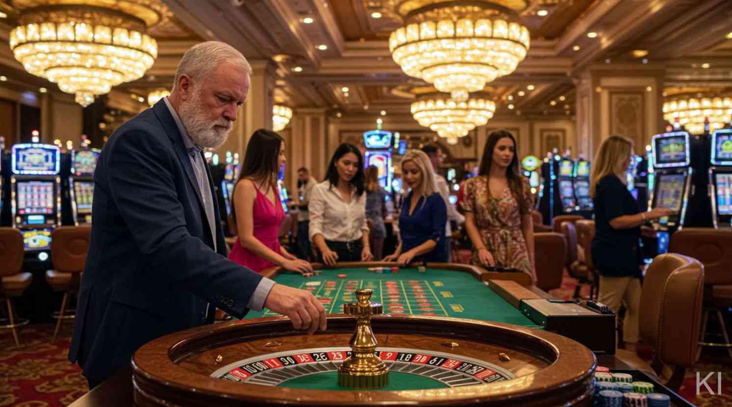Eine Gruppe von Menschen im Casino