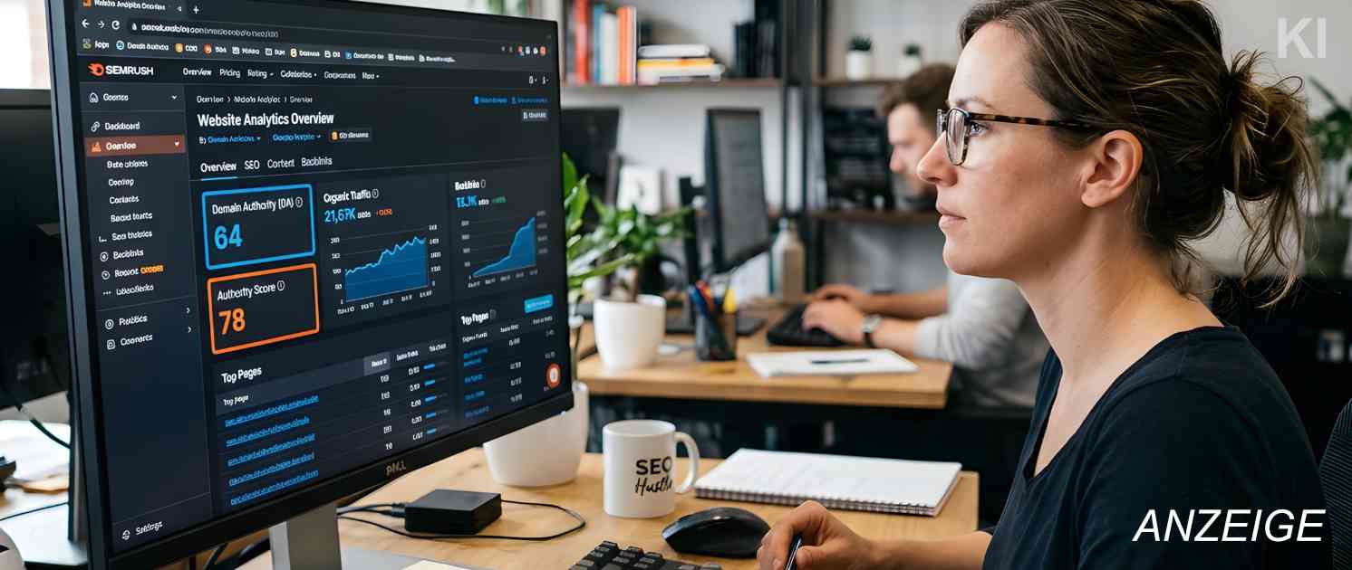 Redakteurin analysiert Websitestatistik
